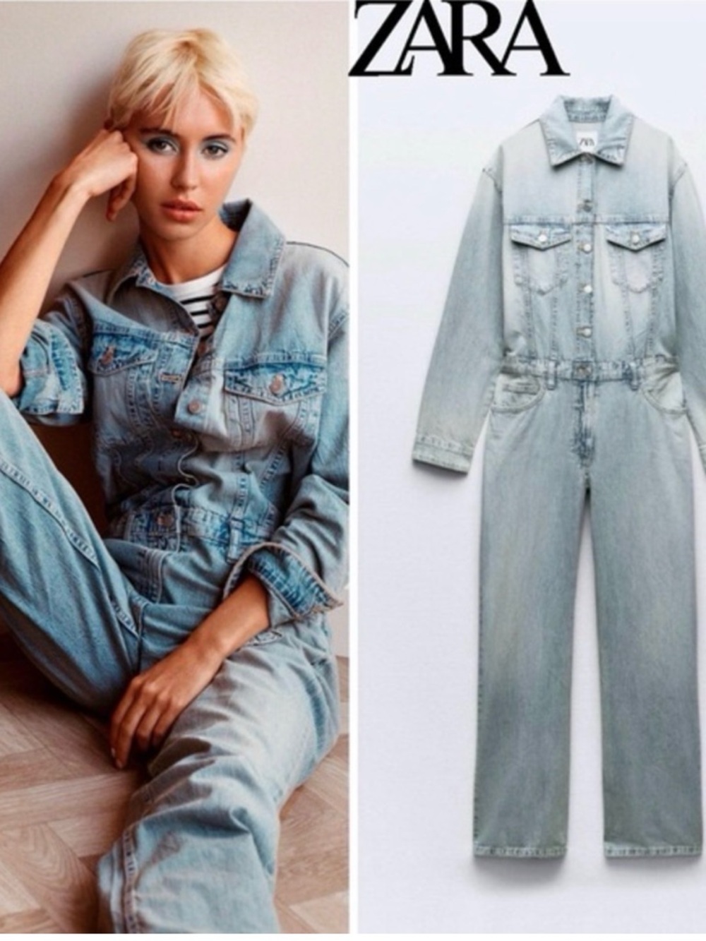 Zara Classic Blue Denim Overalls